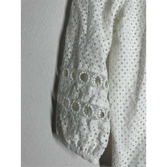 Banana Republic Bohemian Romantic TEXTURED EYELET BLOUSE White Size SP - Picture 3 of 12